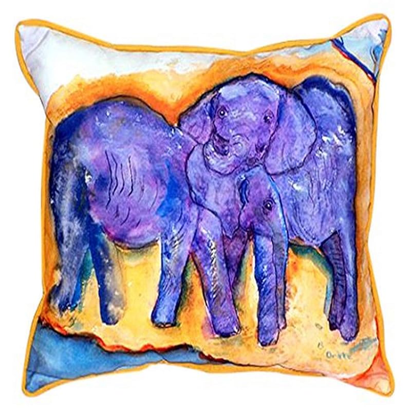 Betsy Drake Elephants Indoor/Outdoor Pillow, 16" x 20"