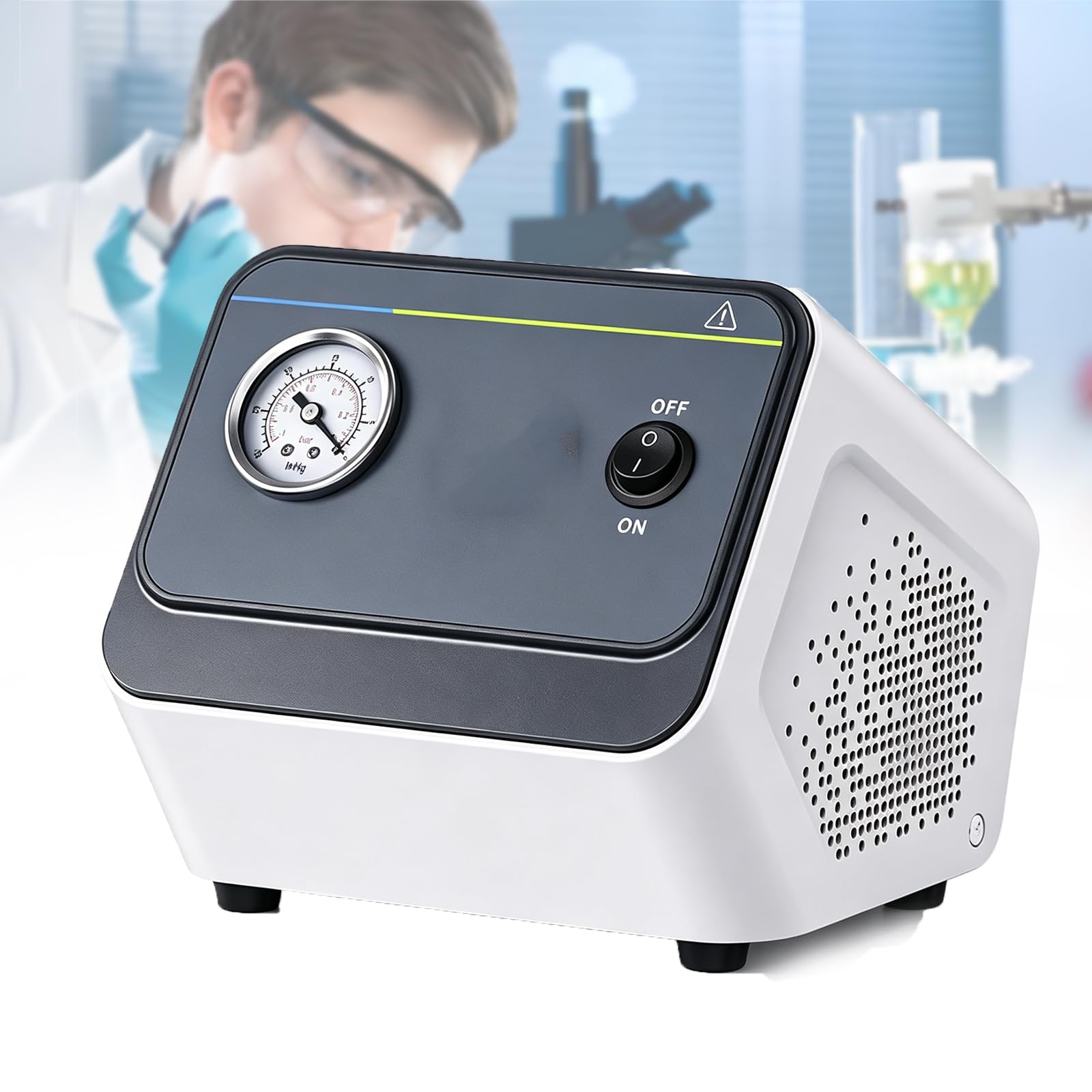 COYEUX Bomba De Vacío De Diafragma Sin Aceite, Bomba De Laboratorio Portátil De 35 W, -0,09 Mpa, Caudal De 15 L/min, Presión Positiva Y Negativa Ajustable, Funcionamiento Continuo, para Filtración De