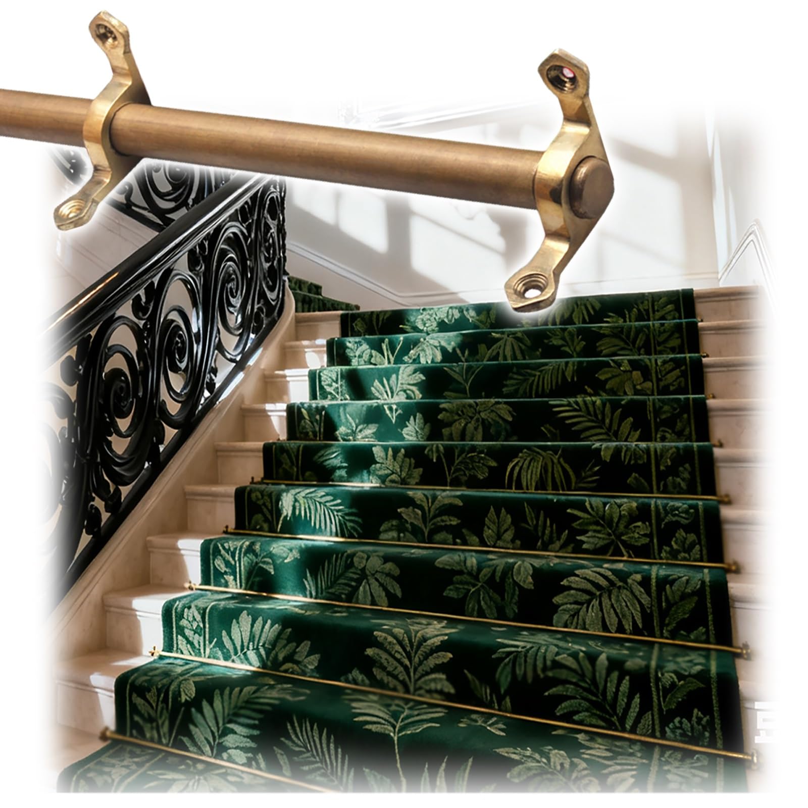 asdchZen Stair Carpet Rod,Vintage Brass Stair Carpet Pole-Customizable Retaining Bar For Stair Carpets,Accessories Set, 107Cm -Perfect For Cafés & Home Décor,12pcs-107cm(42in)