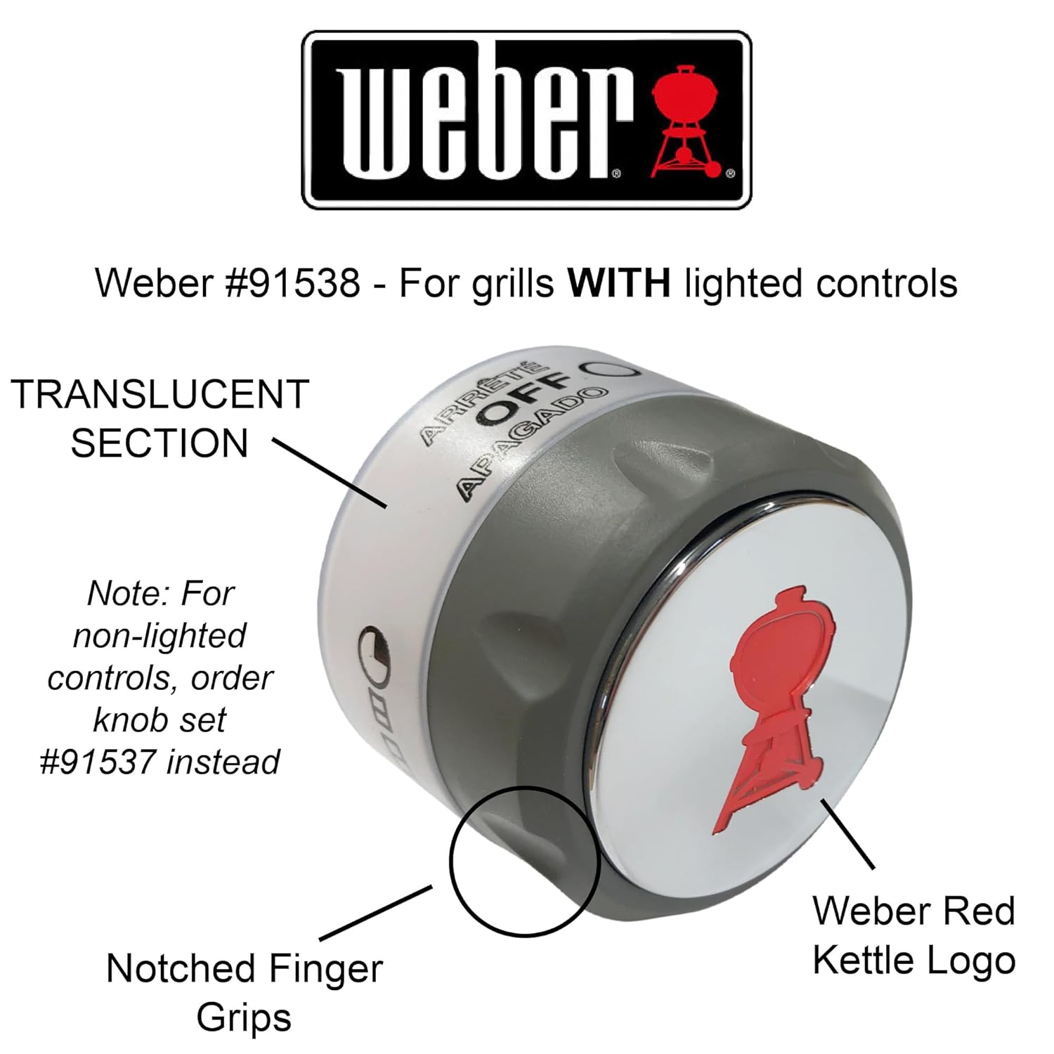 Weber 91538 2 Pack of Lighted Control Knobs for Some Summit Grills