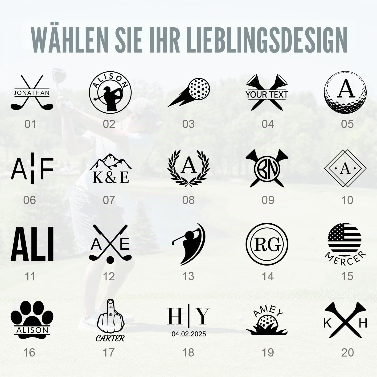 BOBO BIRD Custom Golf Ball Stamp - Personalisierter Ballmarker Stempel mit schnell trocknender Tinte - Wiederverwendbares Golfgeschenk für Männer, Frauen, Spieler & Trainer - Logo, Text oder Icon