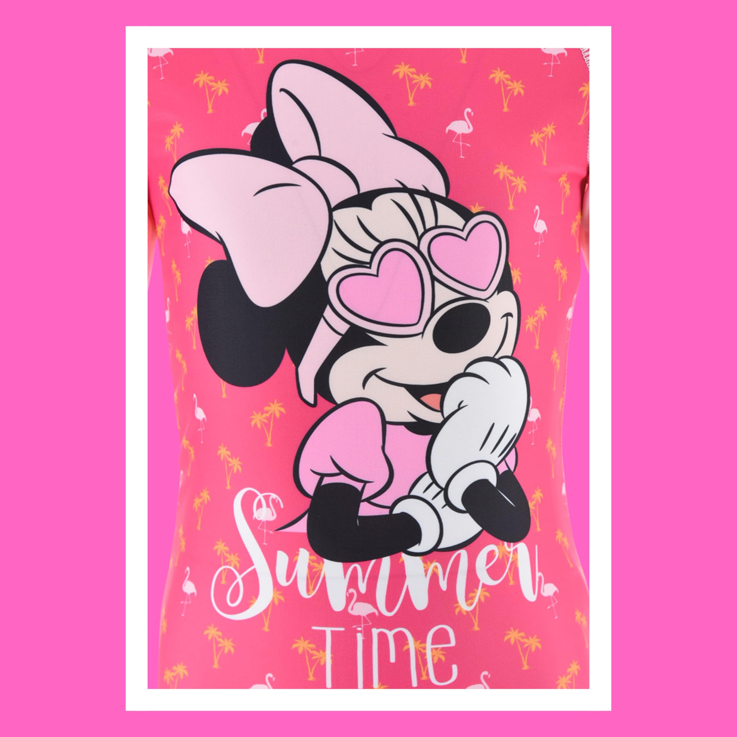 Disney Minnie Mouse Bañador para Niñas, Traje de Baño Proteccion UV Conjunto de Natación, Camiseta de Baño, Talla 4 Años - Rosa
