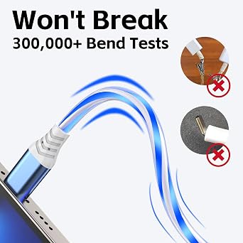 3-Pack 3.3FT USB C Charging Cables, Flowing Light Up Charger Cord, Compatible with Samsung Galaxy, iPhone 16/15, iPad, and More (Blue, Green, Pink with Red Light)