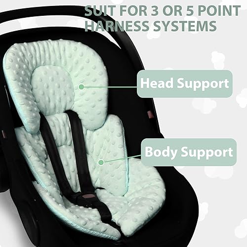 Miniatura 3 de Inserto para asiento de automóvil infantil, cojín reversible 2 en 1 para asiento de automóvil para recién nacido, soporte para la cabeza y el