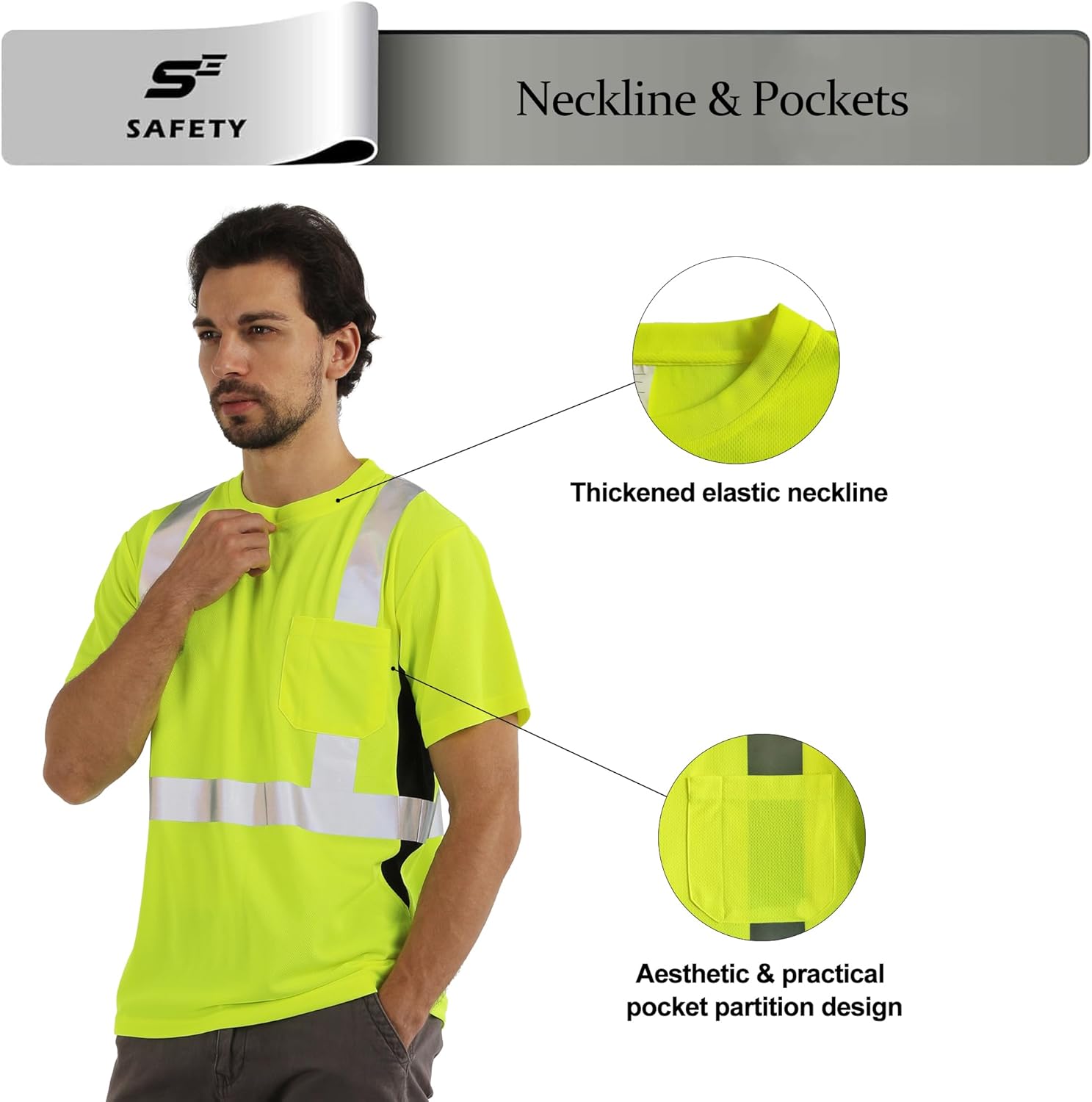 sesafety Safety Reflective Shirts+Reflective Jacket for Men,Class 2 High Visibility Shirts for Mens High Visibility Jackets, Safety Jackets for Men