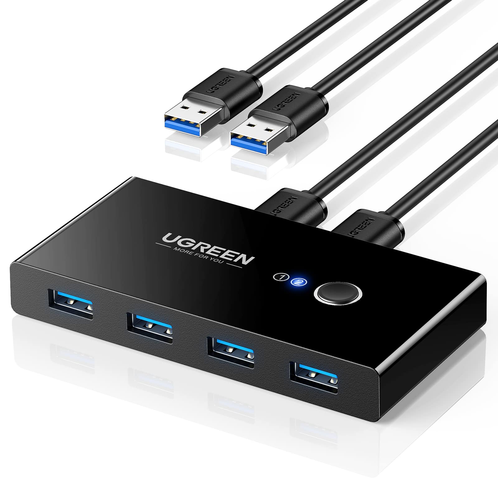 UGREEN 切替器 3.0 高速転送 USB 切り替え PC2台用 プリンタ マウス キーボード ハブなどを切替 手動切替器 プリンタ 切り替え機 USBケーブル×2 1.5m (附属品) (パソコン2:USB機器4)