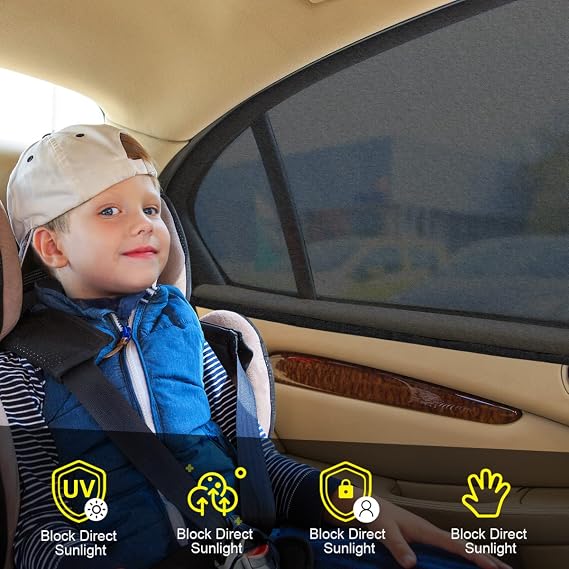 4 Pack Baby Car Window Shade Mesh Cover for Baby Kids Adult Pet Front + Rear Side Sun Shade SUV MPV Block UV & Privacy Protection