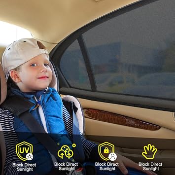 4 Pack Baby Car Window Shade Mesh Cover for Baby Kids Adult Pet Front + Rear Side Sun Shade SUV MPV Block UV & Privacy Protection