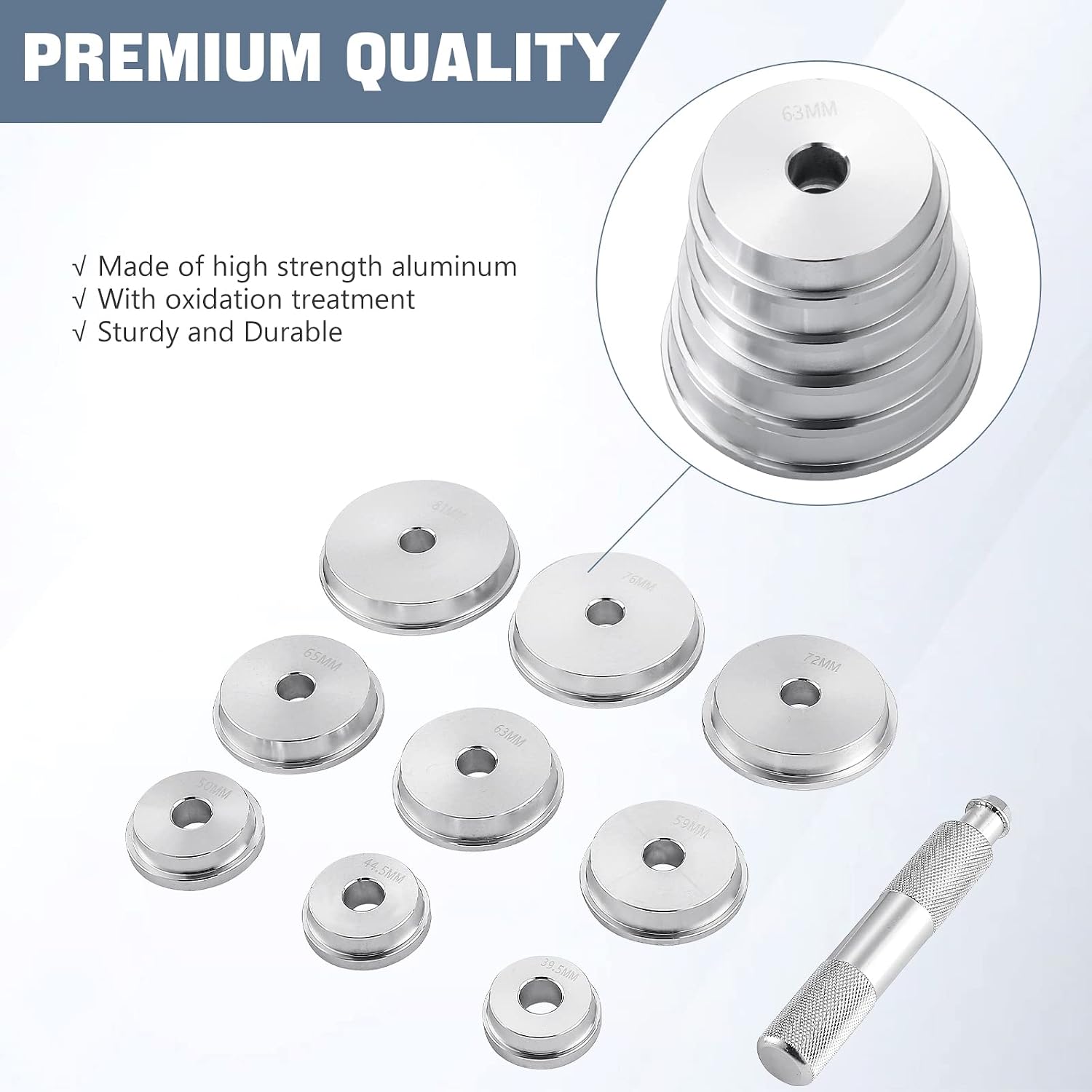 DASBET 10pcs Axle Bushing Bearing Race & Seal Install Driver Master Aluminum Tool Set