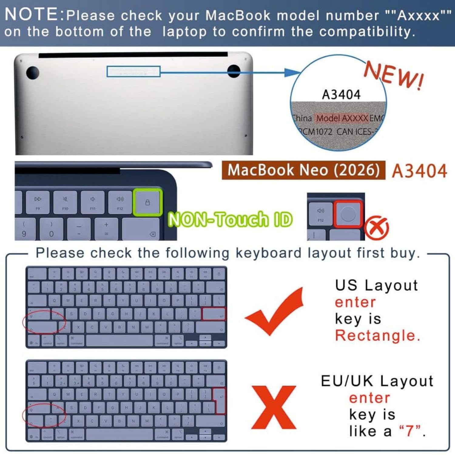 Tukzer Premium Keyboard Cover Compatible for 2026 MacBook Neo 13, 2026 2025-2021 M5-M2 MacBook Air 13/15,M5-M1 Pro/Max MacBook Pro 14/16, Laptop Accessories Ultra Thin Protector Skin - TPU Clear — Amazon image 4