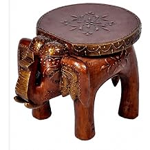 Wooden Elephant Stool, 22 cm Carved Side Table, Decorative Plant Stand