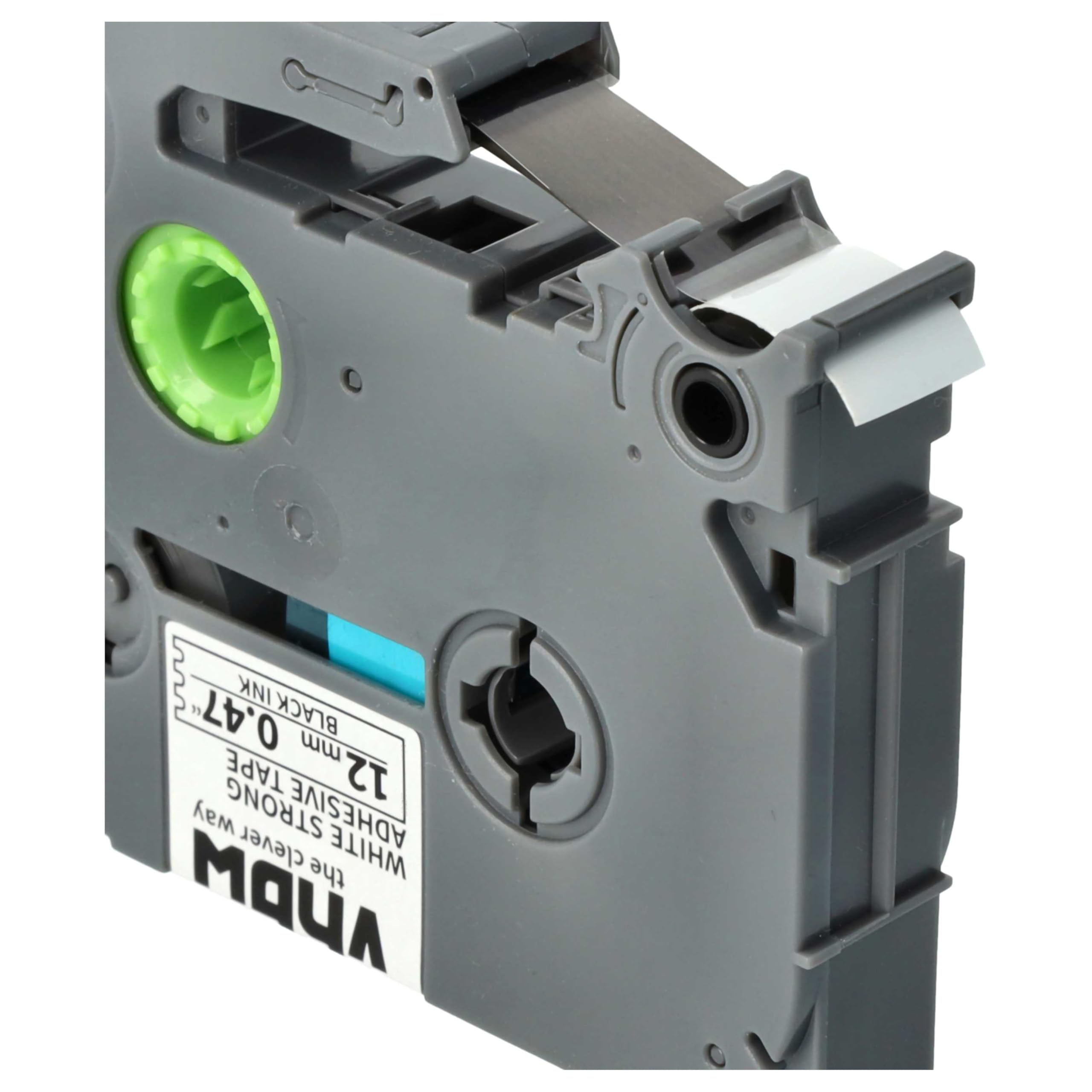 vhbw 5 x kaseta z taśmą do etykiet kompatybilna z Brother PT E550W, E550WVP, E800W drukarka etykiet 8 m x 12 mm, czarna na białym, ekstra mocna, laminowana