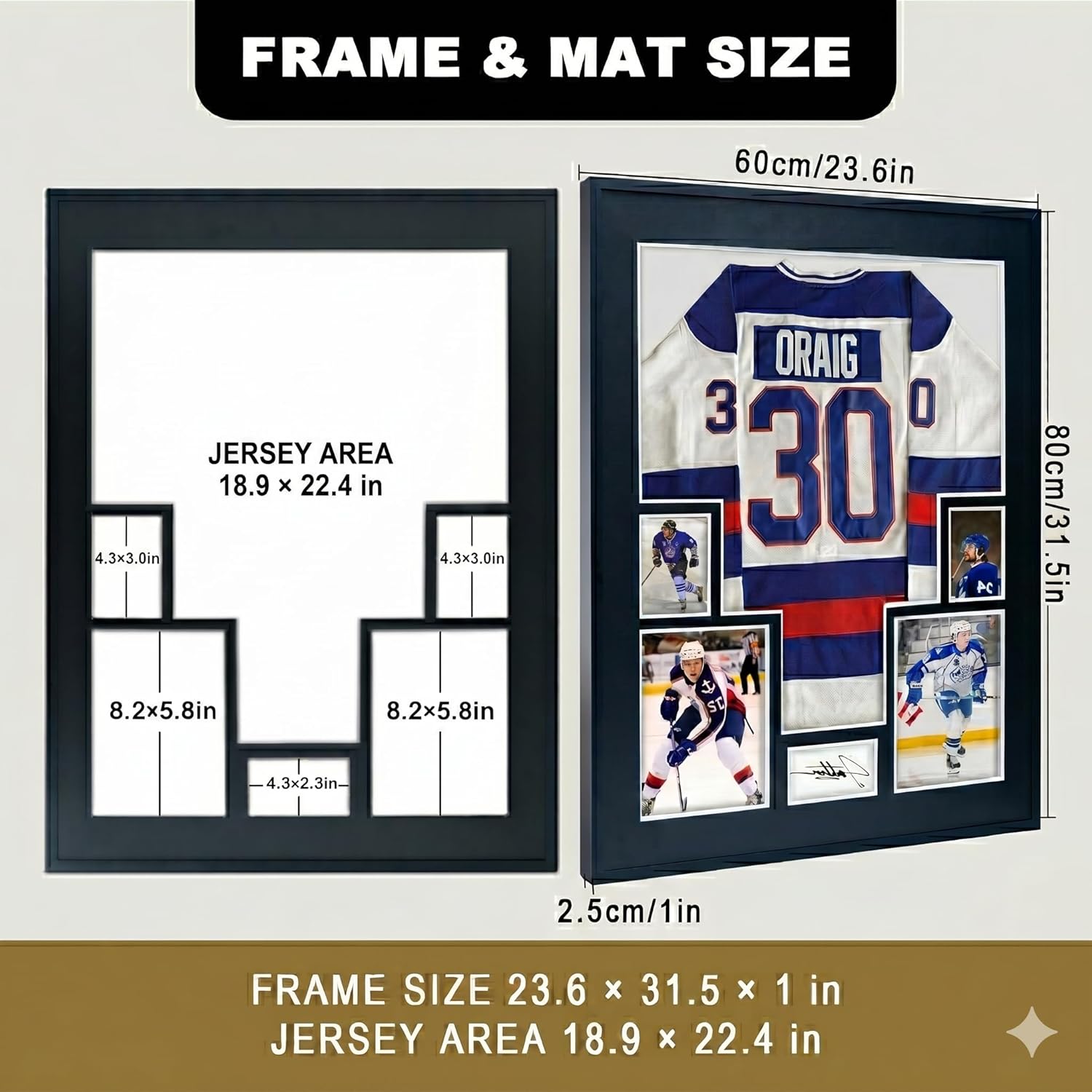 Aluminum Jersey Display Frame Case Large Shadow Box Jersey Frame with Photo Slots 98% UV Protection Clear Acrylic for Football, Hockey, Basketball, Baseball Shirt Ideal Gift for Sports Fans