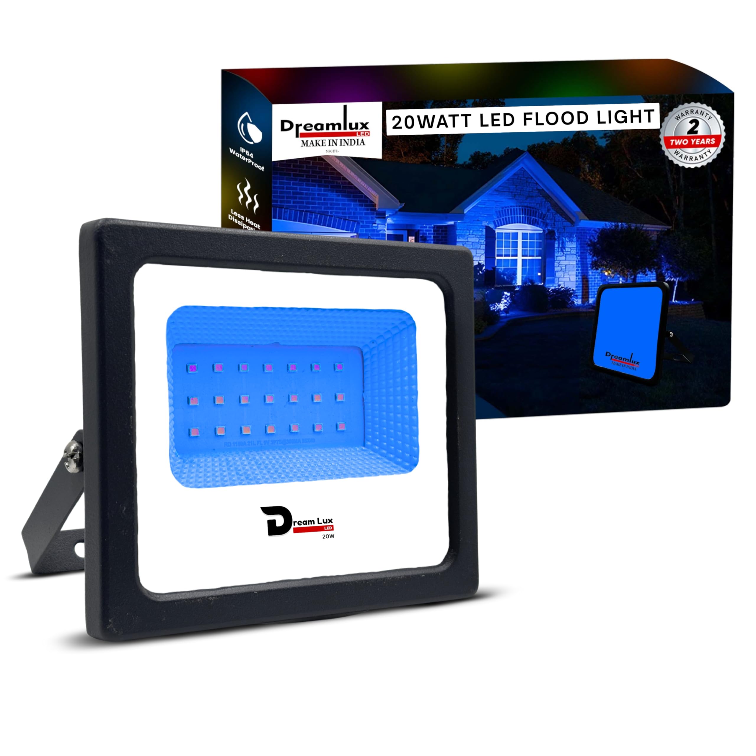 Dreamlux 20W LED Flood Light | IP66 Waterproof Indoor & Outdoor Focus Light for Decoration, Energy-Efficient Halogen Light, Lighting Fixtures for Wall & Home (1, BLUE, 20-Watts)-image-46