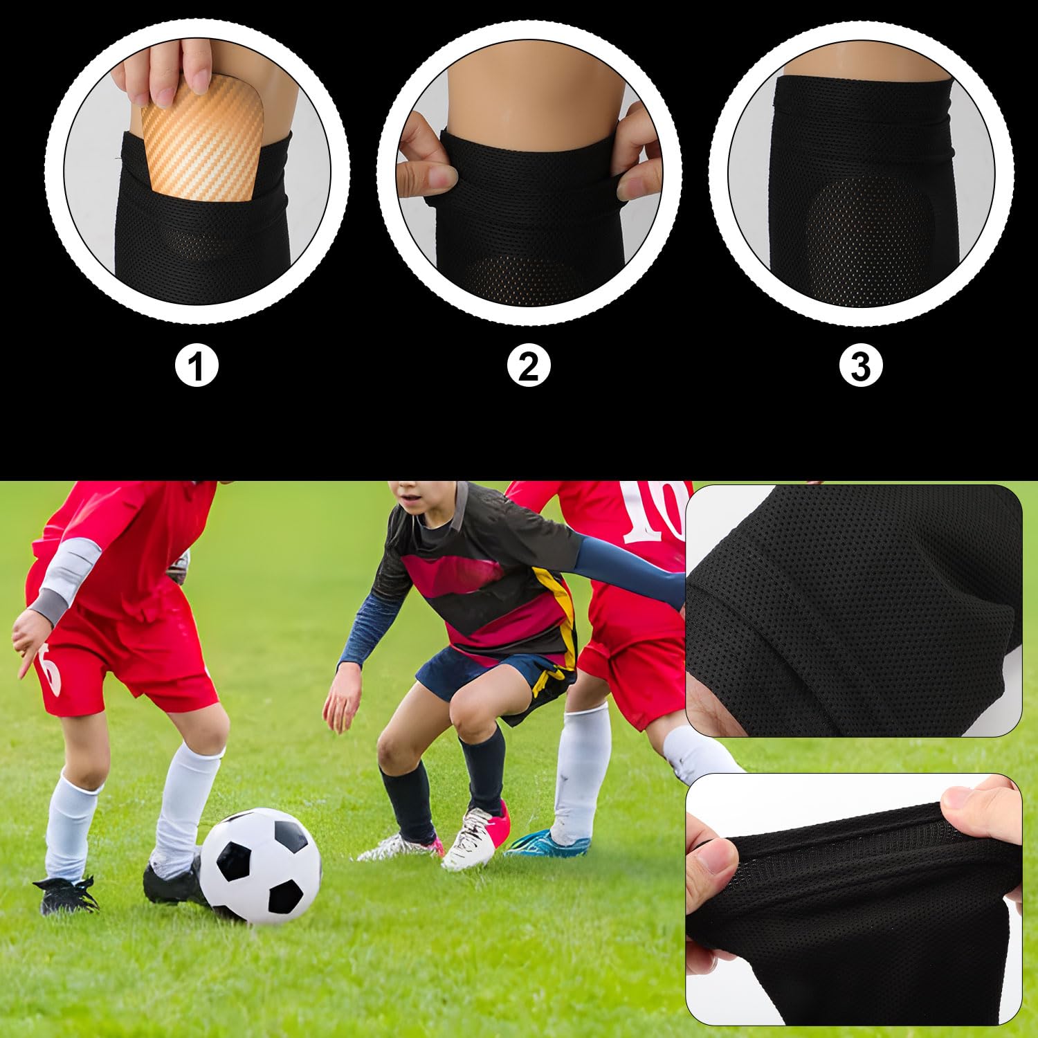 Protège Tibia Enfant 2 Paires De Chaussettes Protège-Tibias Football - Respirantes Et Confortables - Enfants/Adultes Tip Top Foot