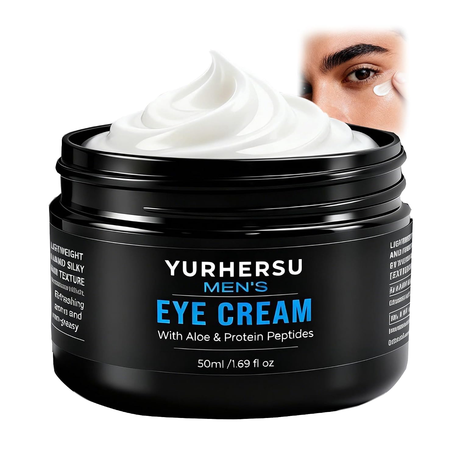 Moisturizing Men’s Eye Repair Cream with Aloe & Protein Peptides, Hydrating Under Eye Cream to Reduce Puffiness, Dark Circles, Crows Feet and Bags, Daily Skin Care Treatment Cream, 1.69 oz