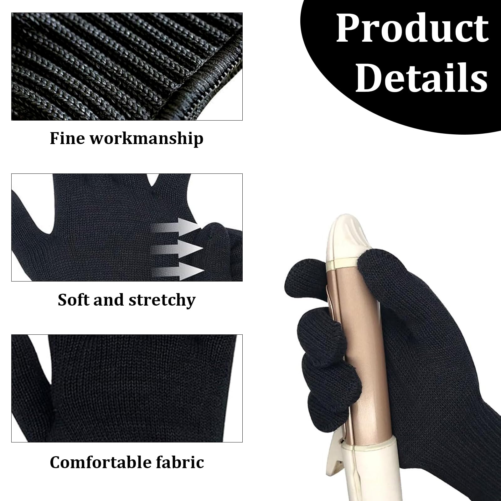 3 paires Coiffure Gants Thermiques de Salon Gants de Protection Contre la Chaleur pour Coiffure Gant Professionnel RéSistant à la Chaleur Pour Coiffure pour Fer à Friser Fer Plat Outils de Cheveux