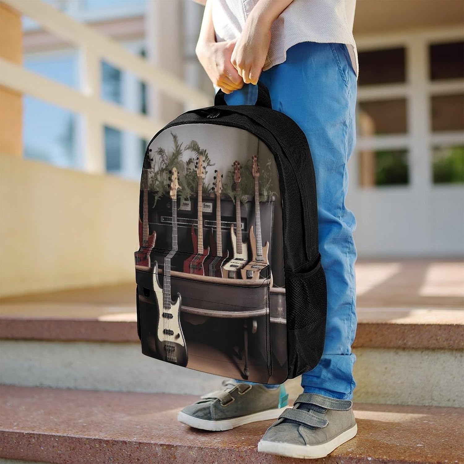 Guitar Bass Music Musical Instruments Backpack Daypack Travel Backpack | Lightweight Casual Laptop Backpack for Women Men Aesthetic Travel Bag for Weekender Business Hiking Outdoor