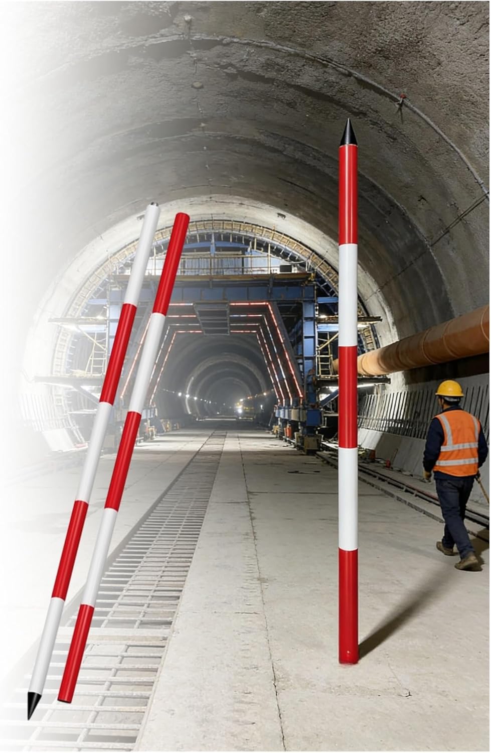 High-Visibility Sectional Survey Pole & Prism Rod Set for Land Surveying, Road Construction & Site Layout - 200cm (78.7 inches) Durable & Lightweight,200cm/78.7inches