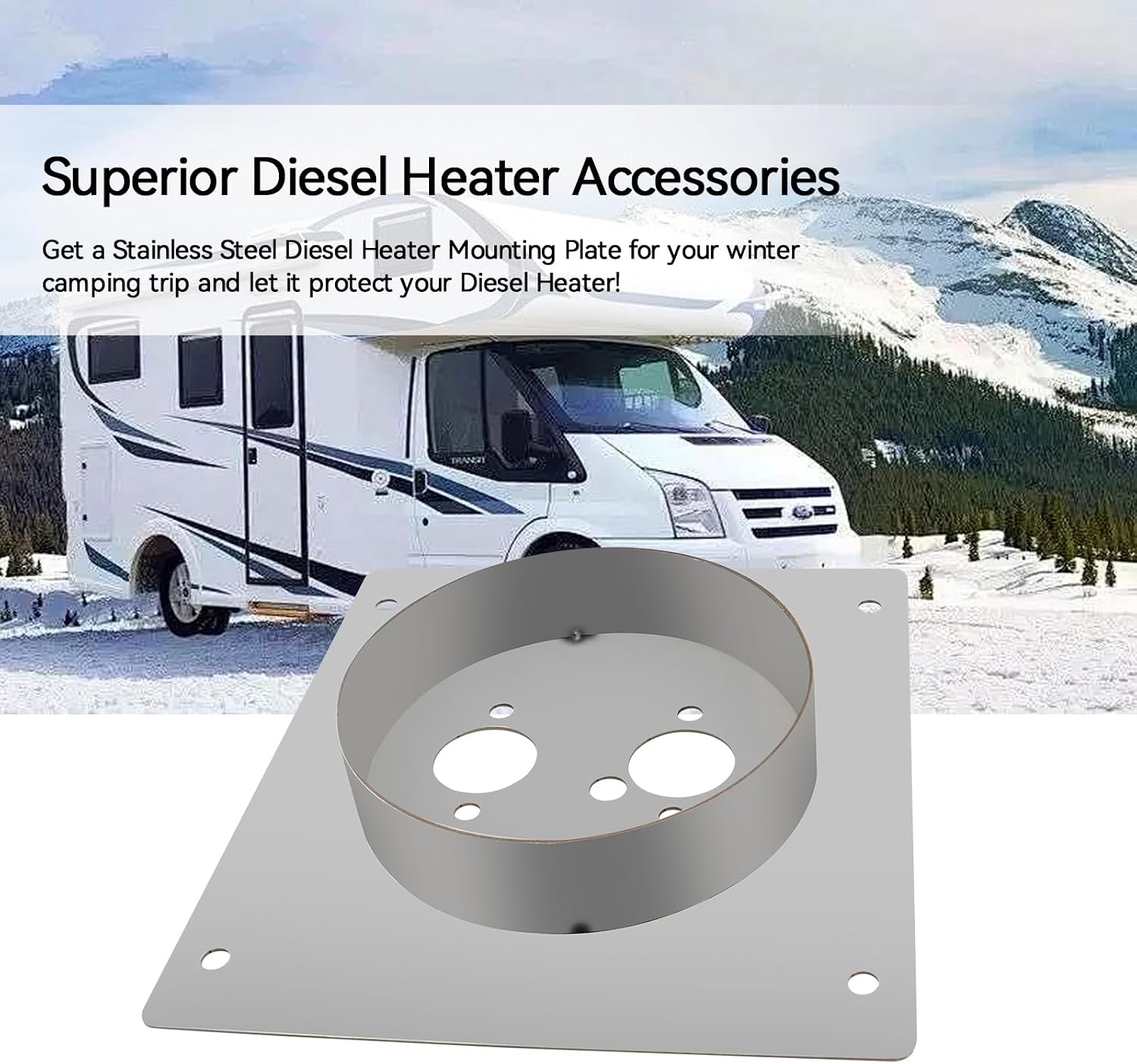 Diesel Heater Mounting Plate 30mm Diesel Heater Accessories Compatible with Webasto Air Top 2000/2000ST, Eberspacher Airtronic D2/D4 and The Diesel Heater Turret Mount Plate for Chinese Diesel Heater