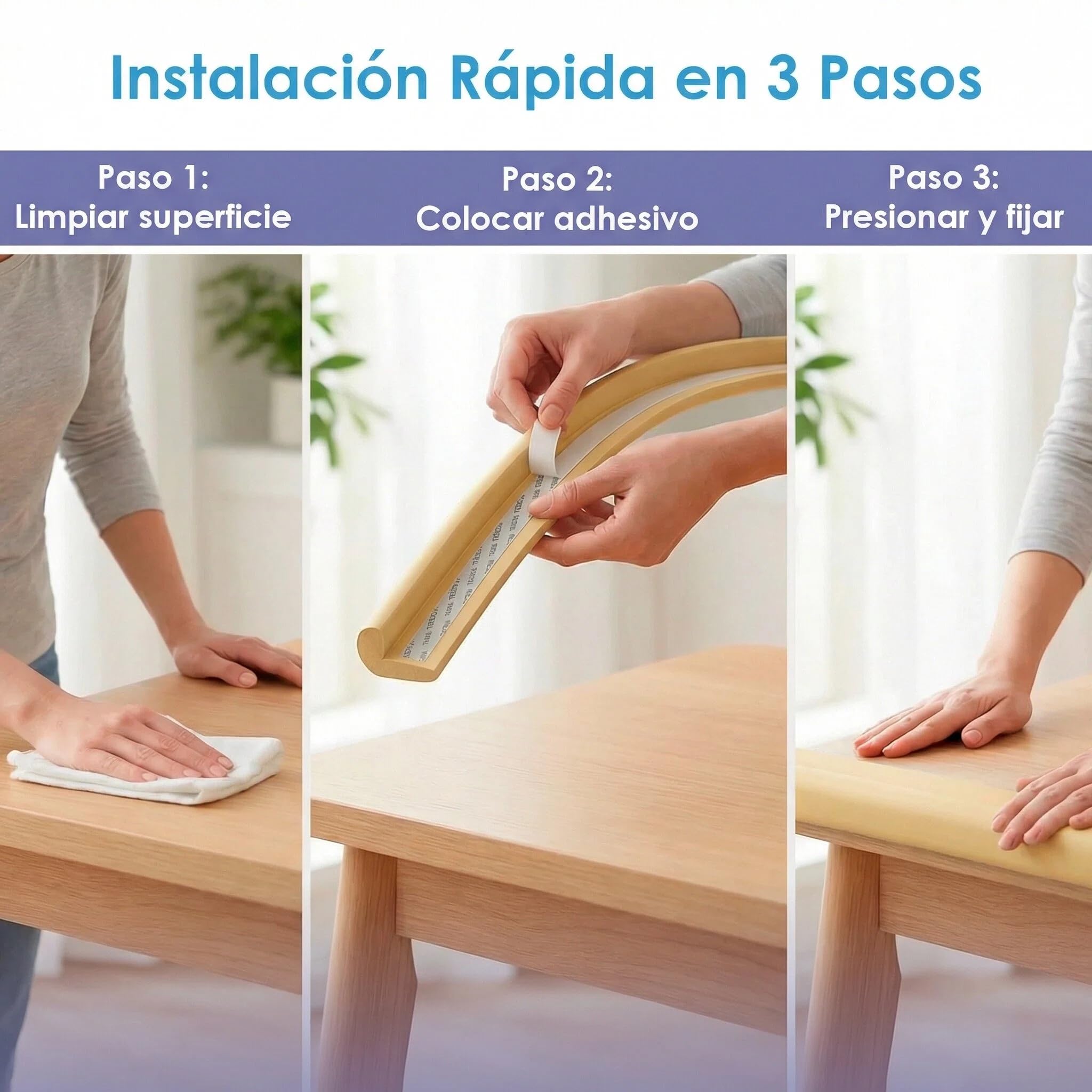 Protector de Bordes Bebé 2 Metros – Protector Bordes Mesa y Muebles con Espuma Antigolpes – Protector Esquinas Bebé con Adhesivo Fuerte – Seguridad Infantil para Mesas, Estanterías y Camas (Beige) — view 4
