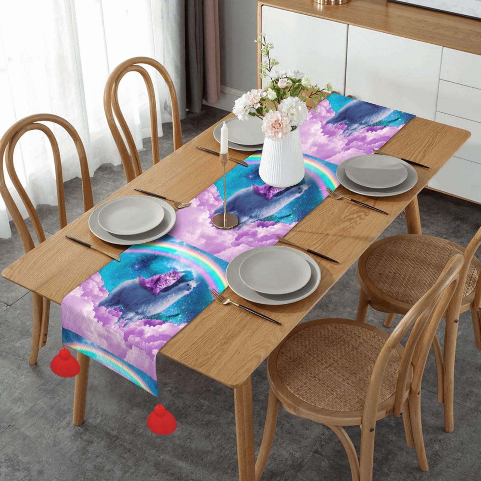 Chemin de table de Noël anti-ennui décoration table chat alpaga