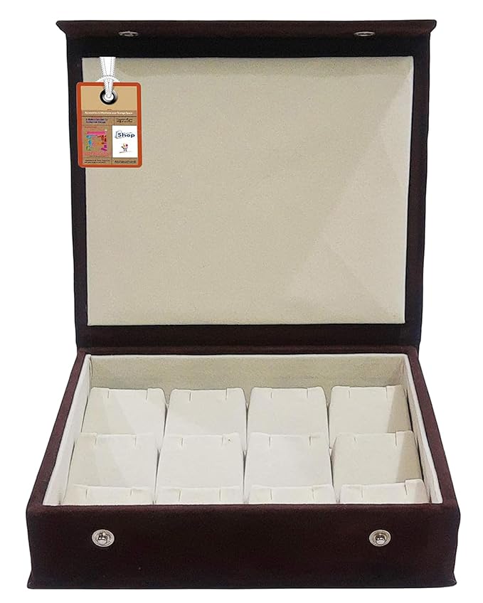 atorakushon Velvet Makeup Earring Storage Box Jhumka Organizer Holder Travel Wedding Set Box 12 Pair Earring Display Try Case Jewellery Box for Women Girls (Brown)