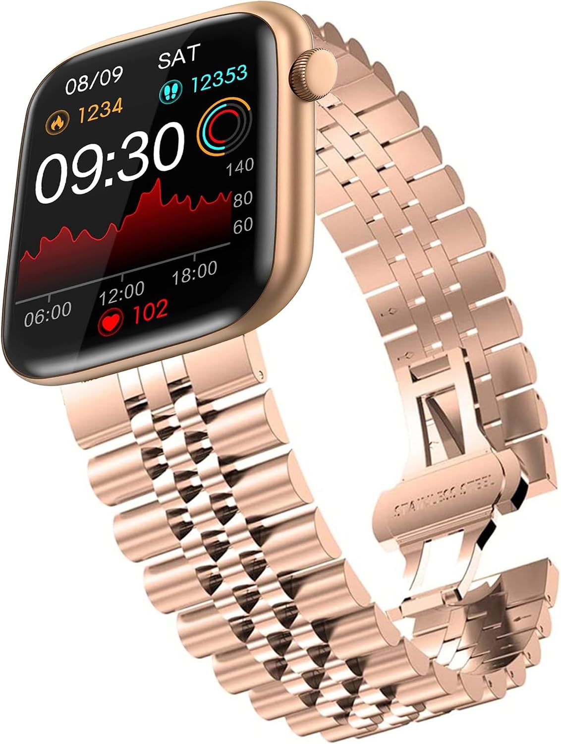 Compatible with EarlySincere Smartwatch Bands,Lamshaw 22mm Solid Stainless Steel Heavy Band with Butterfly Folding Clasp Link Bracelet Compatible With Early Sincere T12/T13/T21/T22/ Smartwatch
