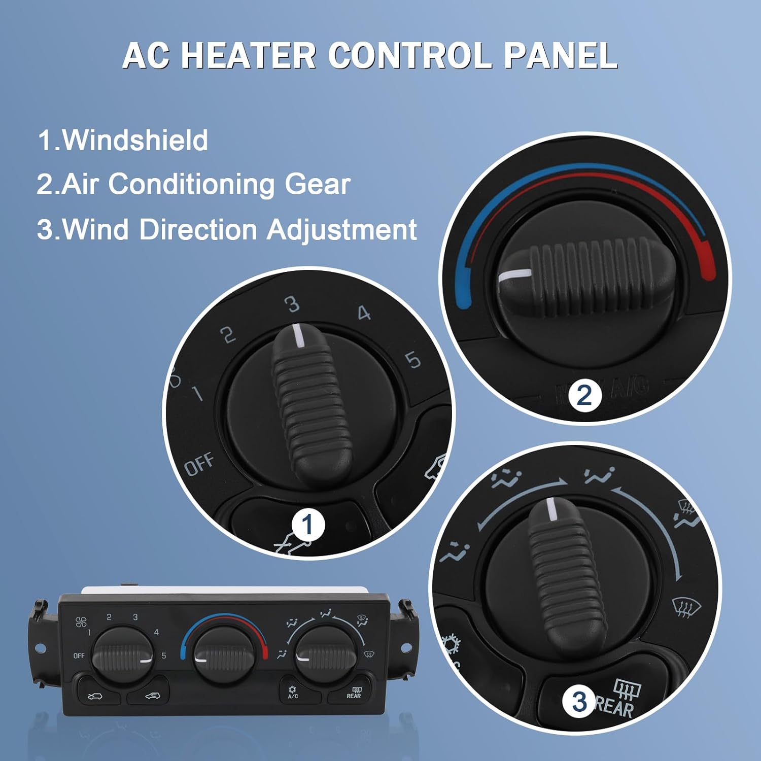 Front A/C Heater Climate Control Module Compatible with 1999-2002 Chevrolet Silverado 1500 2500 GMC Sierra 1500 2500 2001-2002 Chevrolet Silverado 1500 HD 2500 HD Replace# 599-218, 15054697