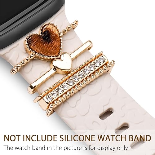 Miniatura 3 de Dijes de metal para correa de reloj, 5 piezas de anillos decorativos bucles compatibles con correas de Apple Watch, joyería accesorios deslizantes