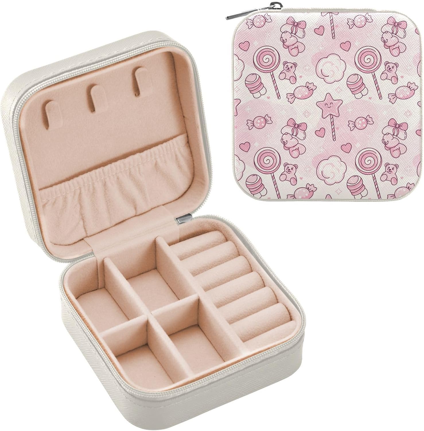 GuoChe Christmas Light Blush Ornament Leather Jewelry Storage Case Travel Jewelry Case Organizer Earring Organizer Box for Necklaces Rings Earrings Storage Personalized Gifts Portable