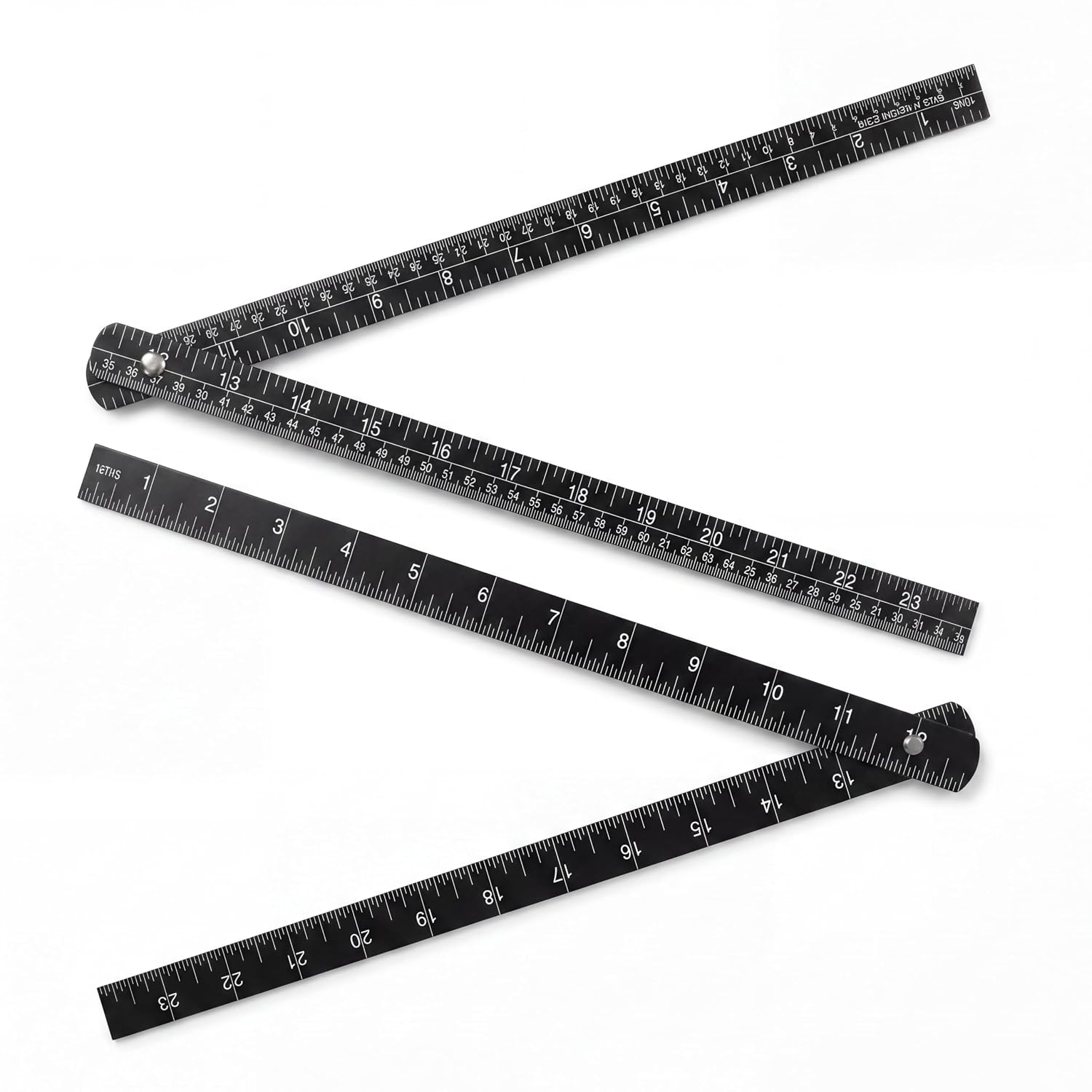 Lothee 1 Pcs 1" x2ft Metal Folding Machinist Ruler with Markings 8ths and 16ths, Aluminum Double-Sided Scale for Machinist Tinner Circumference Measurement Metalworking Industrial Drawing Engineering