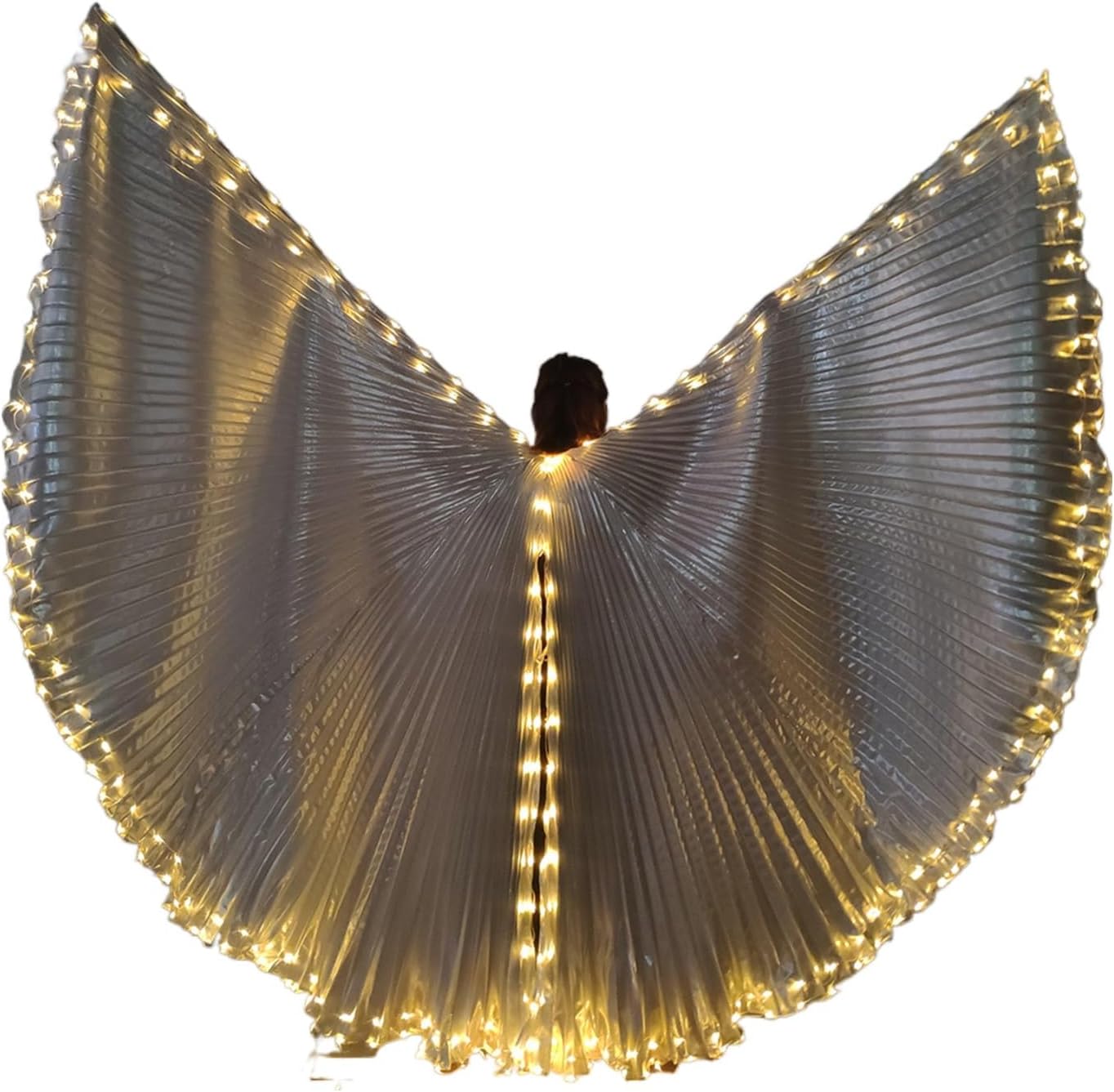 NOVSKI Led Luminous Belly Wings Show Props Fluorescent Dance Yellow Light Wings Adult Belly Dance Costume (Color : Without Sticks)