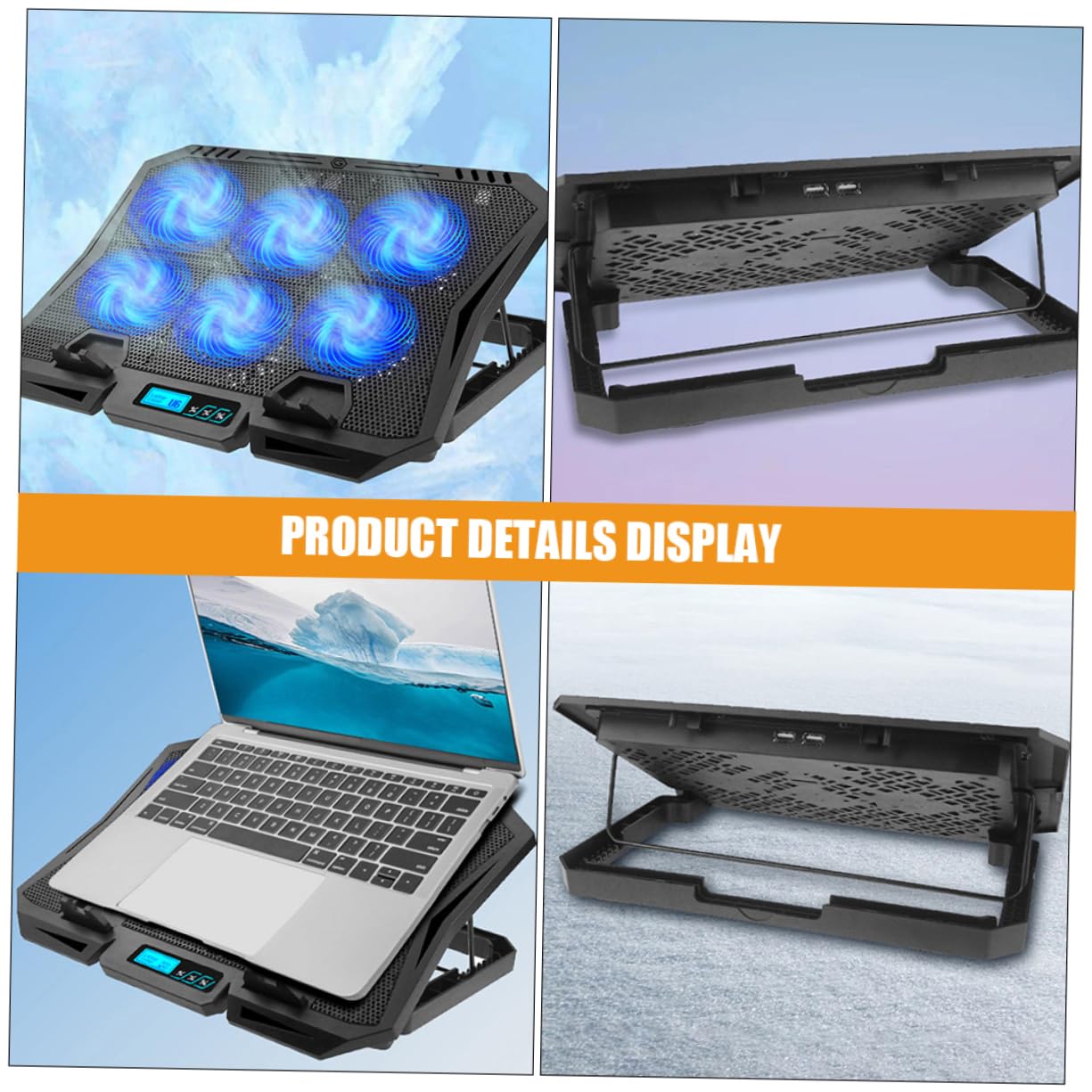 SEWACC Base para Portátil con Ventilador Refrigerante USB Soporte Ajustable para Ordenador Portátil para Escritorio y Compatible con Laptops
