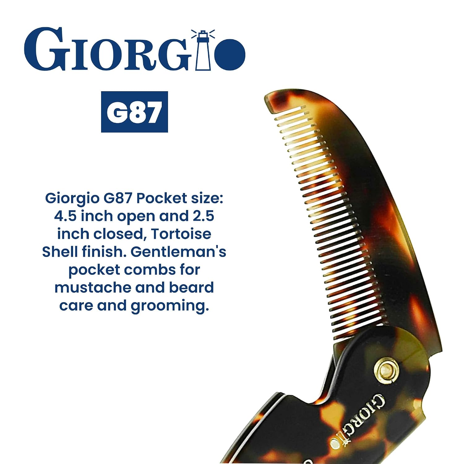 Giorgio G87 Fine Tooth Comb works as a Mustache and Beard Comb for Men - Add to any comb set, Handmade, Saw-cut, Hand Polished Pocket Styling Combs for Everyday Grooming and Hair Care Tokyo (4.5")