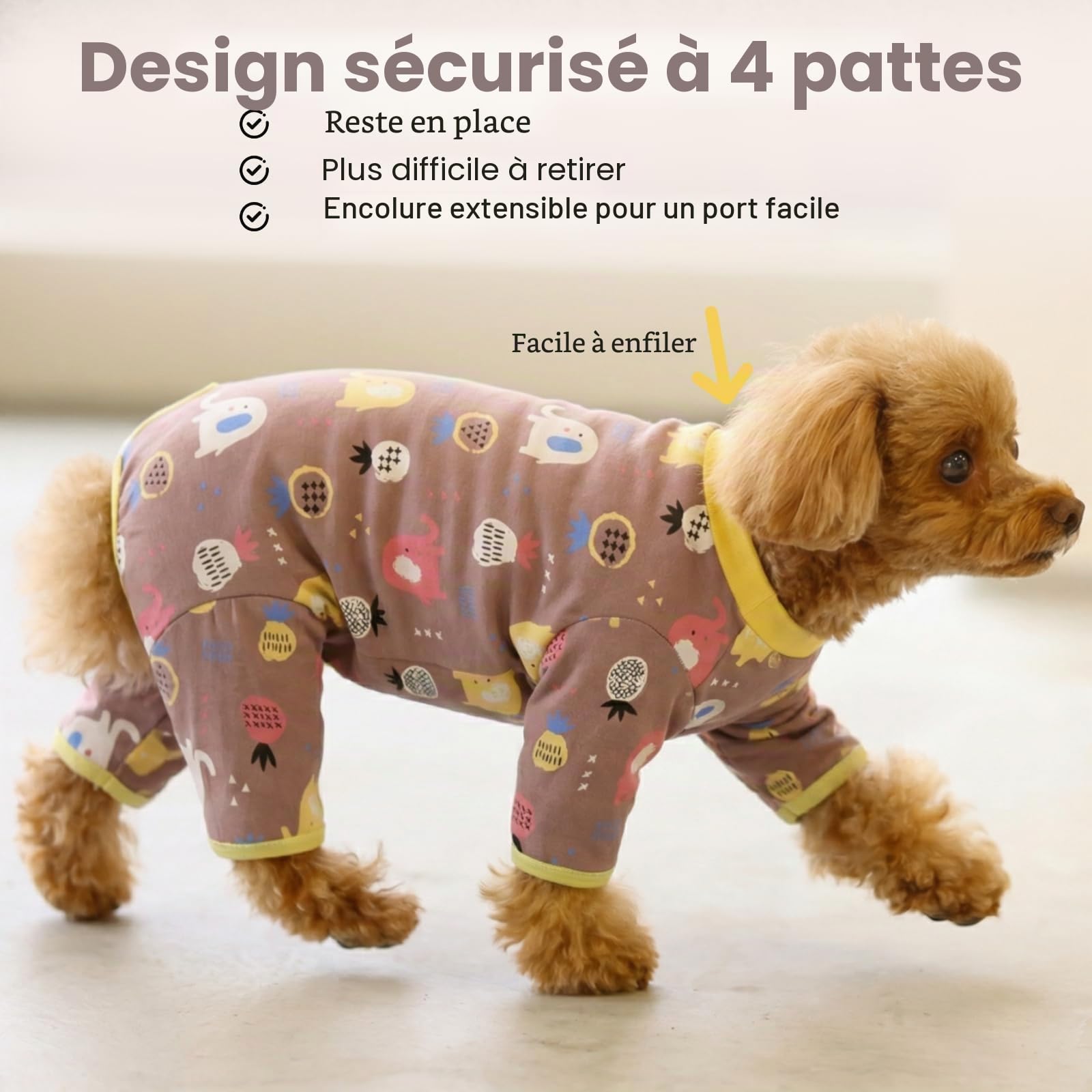 Combinaison de Récupération Chien Après Opération, Body Anti Léchage Chien en Coton, Vêtement Post-Opératoire Alternative à la Collerette, Marron Cacao XL