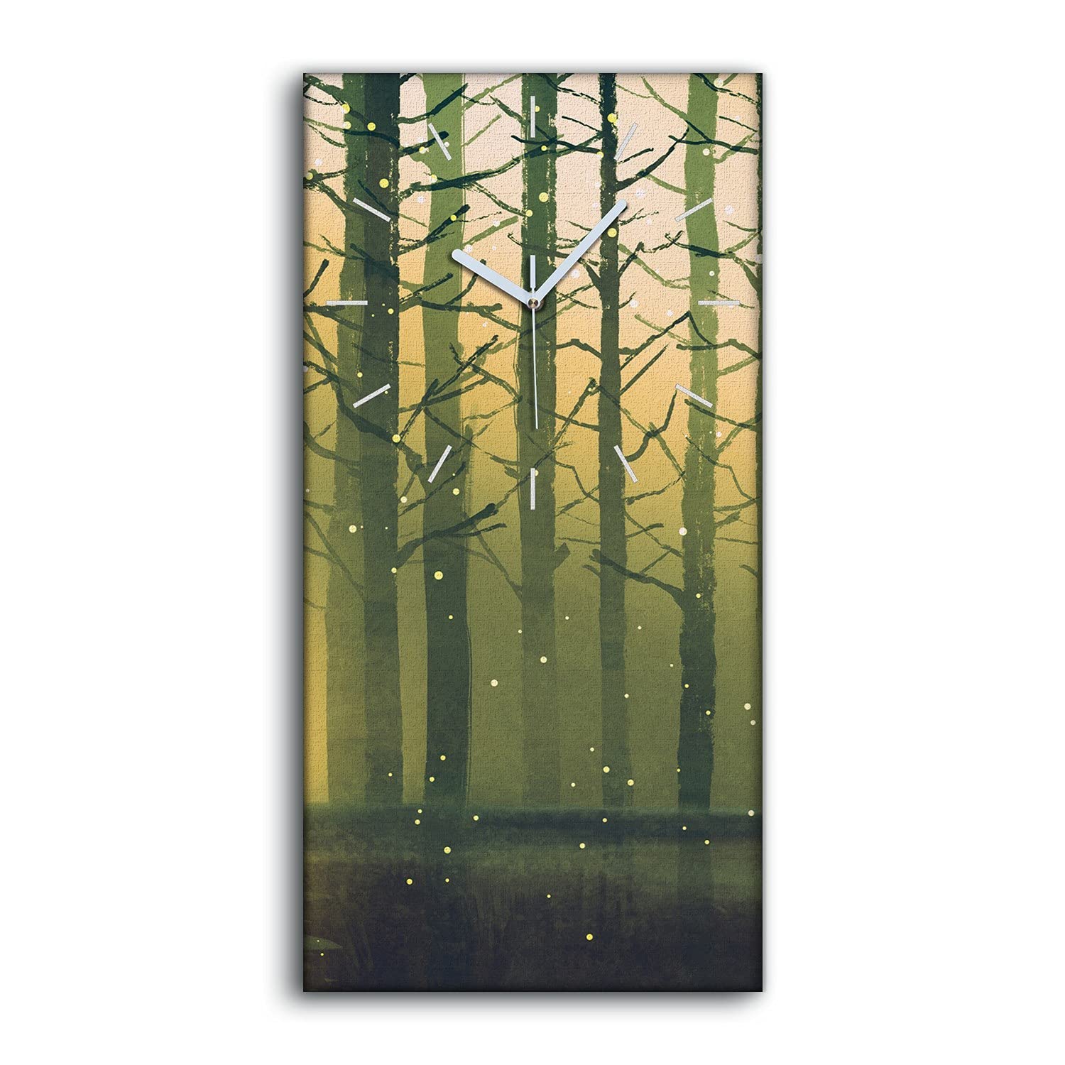 Horloge sur toile 30x60cm de femme dans la forêt silhouette moderne et silencieuse