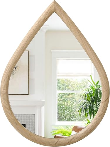 Miniatura 22 de Espejos de Pared con Marco de Madera Pequeño Montados en la Pared Espejo de Pared Irregular Estilo Granja Gota de Lágrima Espejos de Tocador para