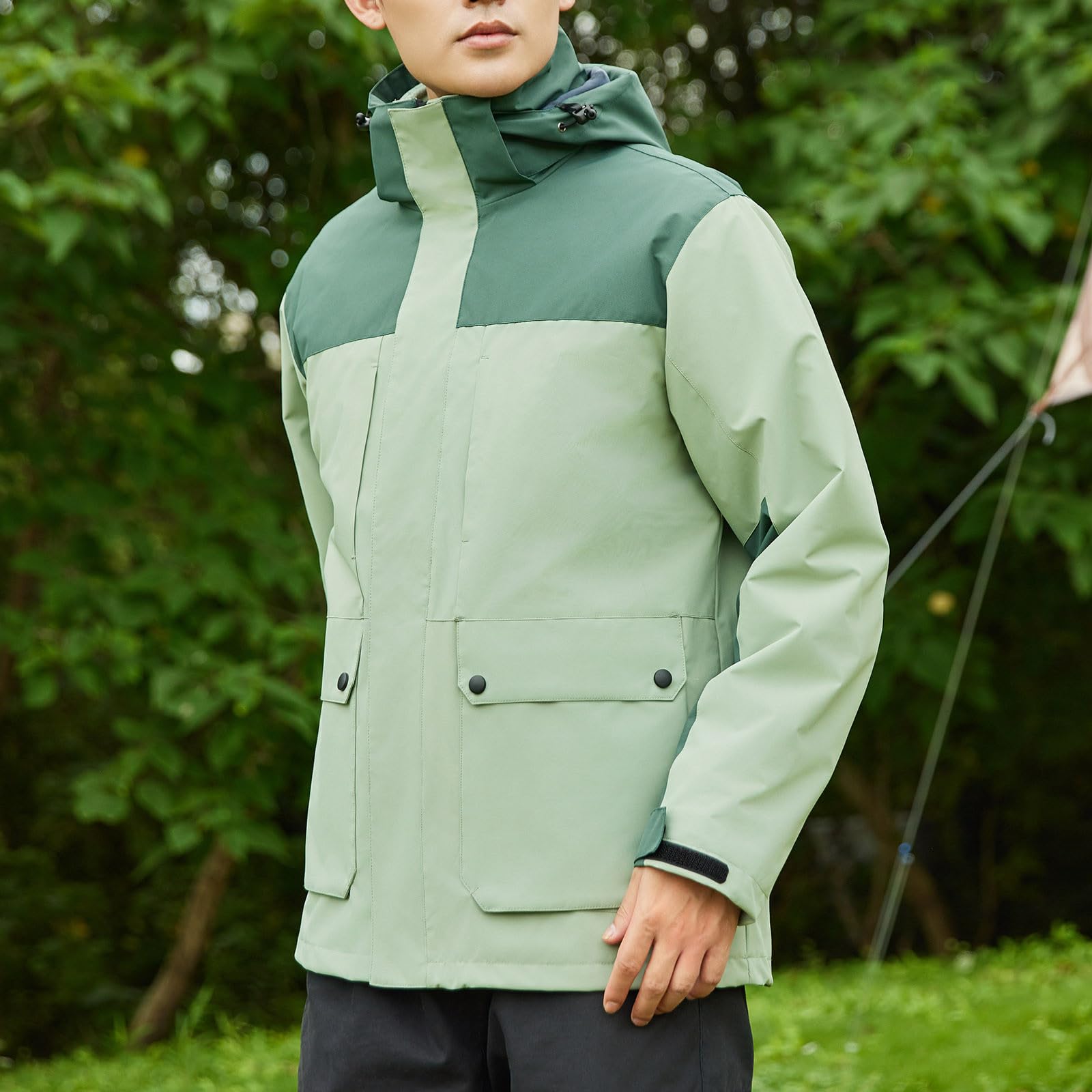 Générique Veste 3 en 1 Homme Polaire Amovible, Bicolore, Imperméable Coupe Vent, Multi Poches, Idéal Randonnée Alpinisme Travail