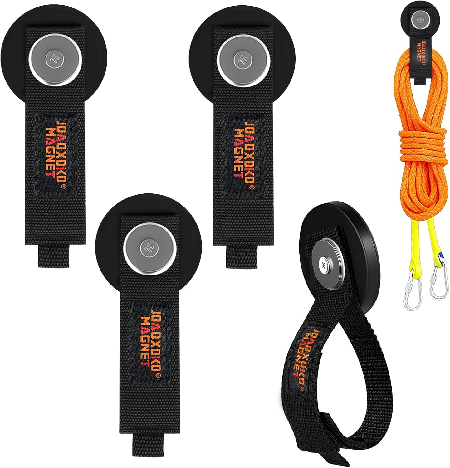 Heavy Duty Magnetic Hooks (4 Pack) - No Drill Garage Tool Organizer for Cables, Ropes, Extension Cords - Strong Rubber Coated Neodymium Magnets, Holds 20lbs (Dia.1.69" Magnet * 4Pcs)