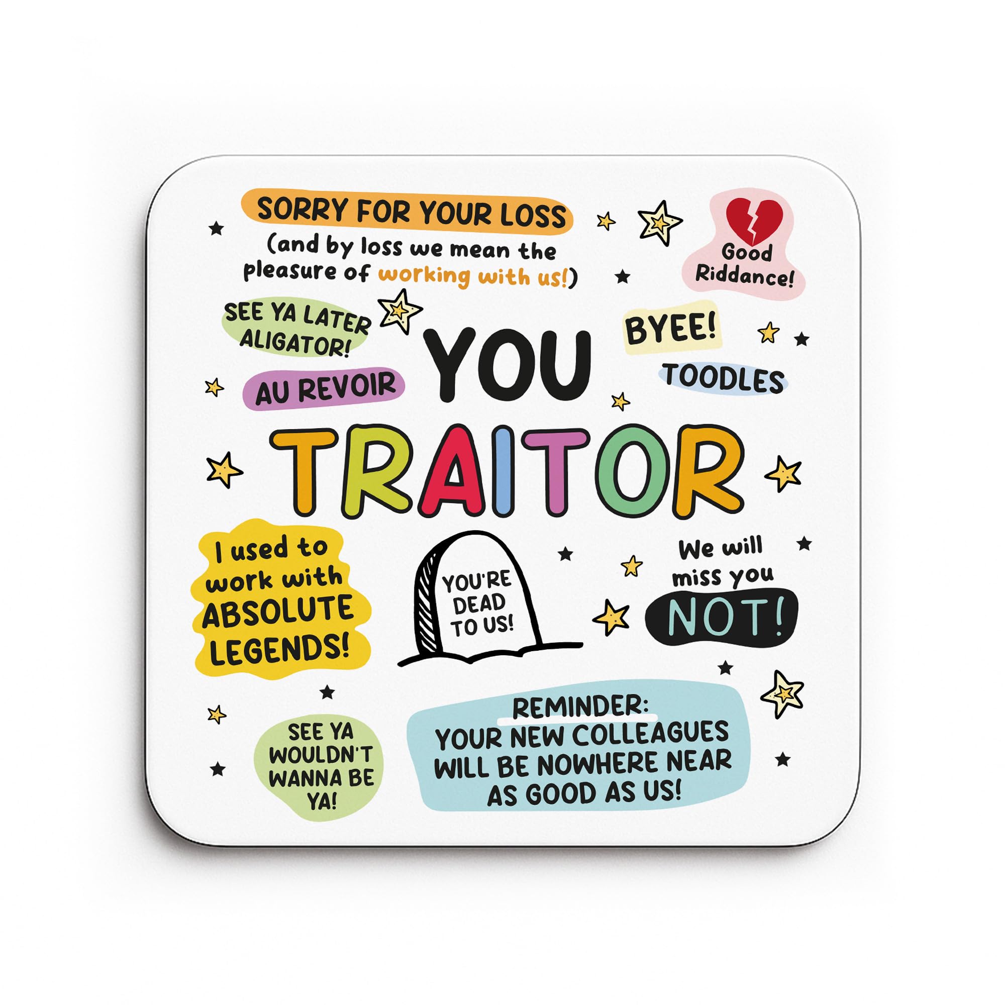 Red Ocean Funny Gift For Colleague You Traitor Coaster New Job Gifts For Friend Colleague Leaving Gift Him Her Friendship New Job Goodbye Present Keepsake