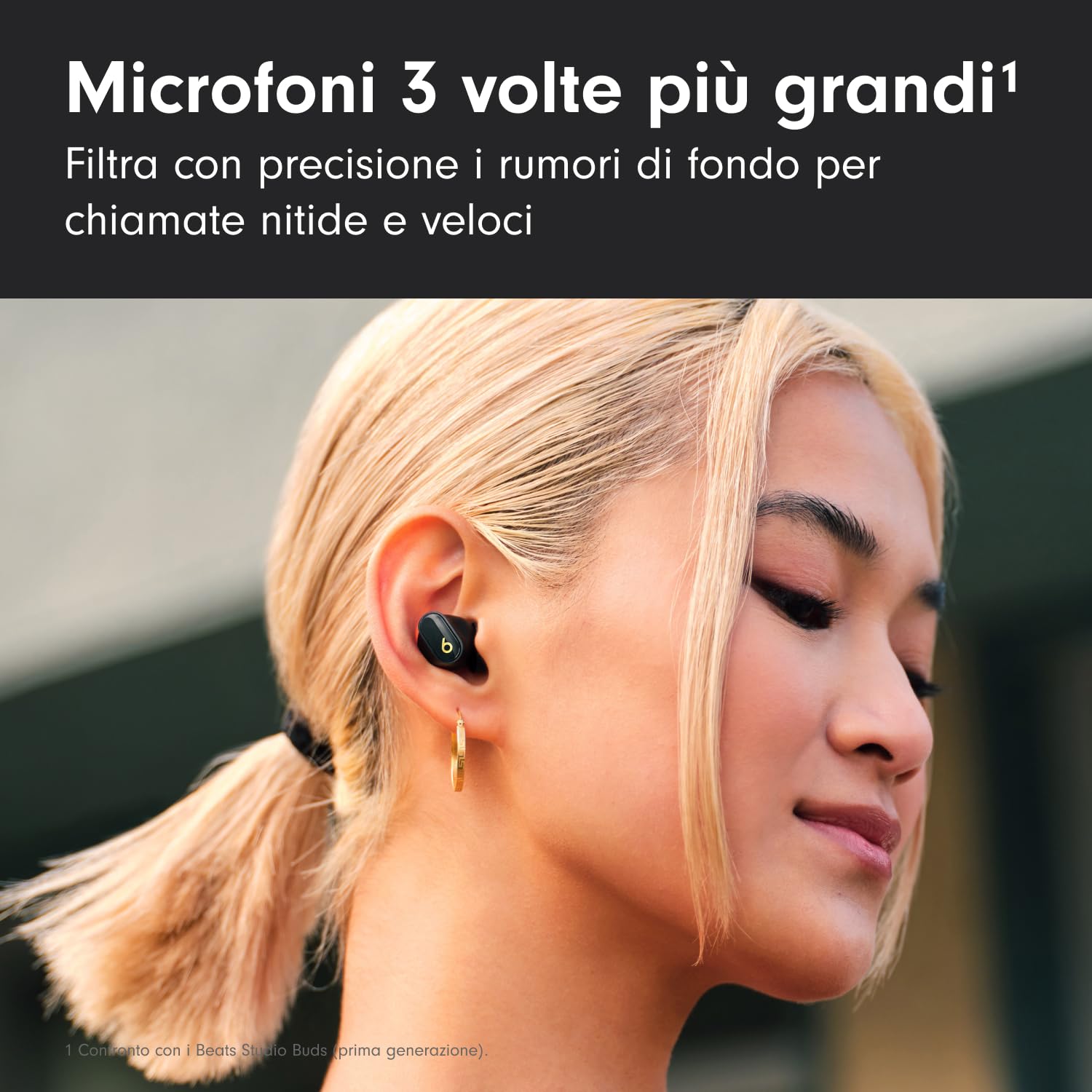 Beats Studio Buds + | Auricolari true wireless con cancellazione del rumore, compatibilità Apple e Android migliorata, microfono incorporato, cuffie Bluetooth resistenti al sudore - Nero e oro