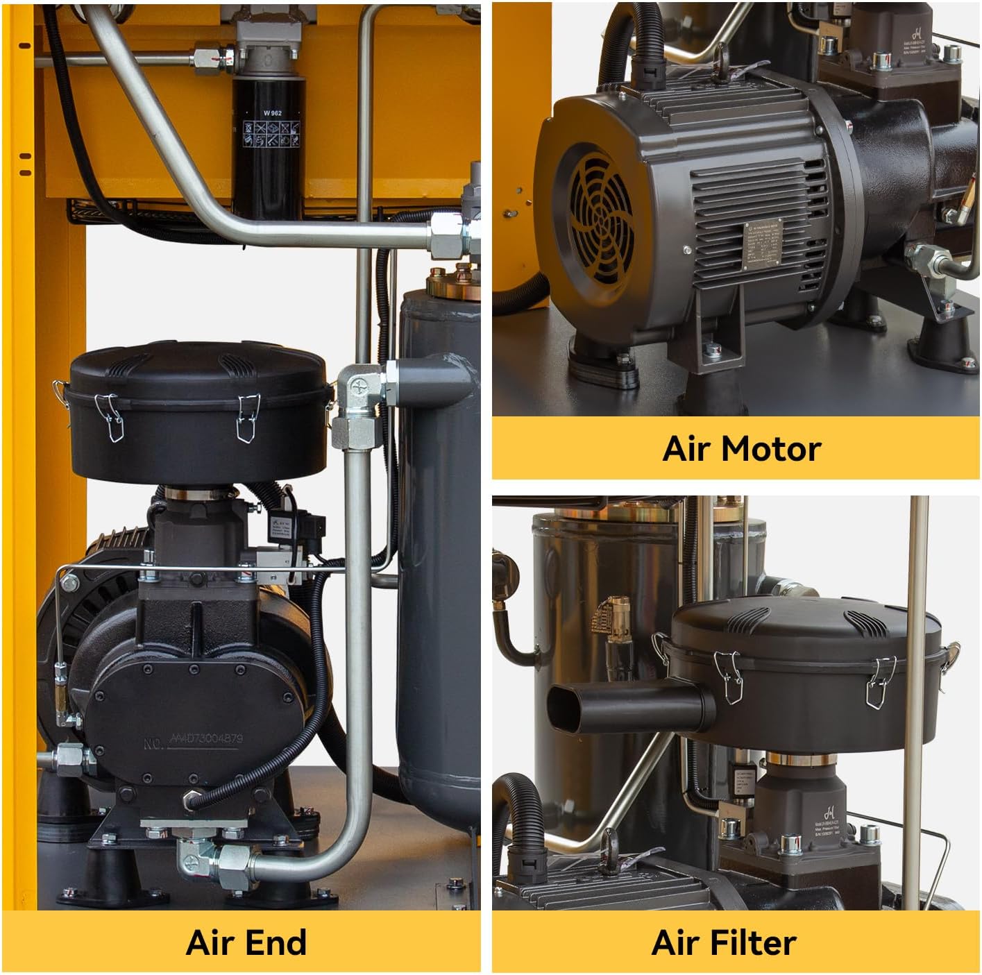 DAVV VSD Rotary Screw Air Compressor, 50HP (37KW), 198CFM @ 115PSI, 460V 3 Phase, Industrial Variable Frequency Drive