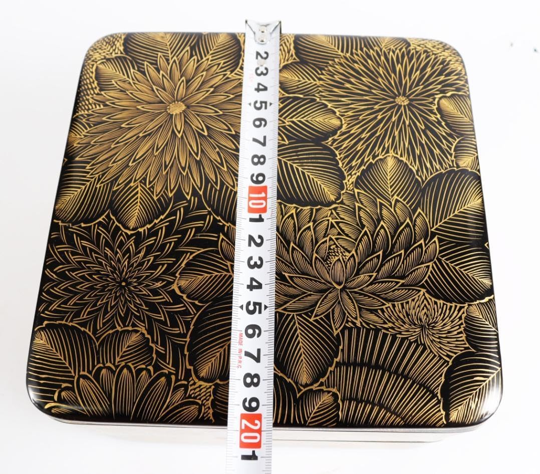 総菊蒔絵 沈金蒔絵 二段重箱 漆器 和モダン