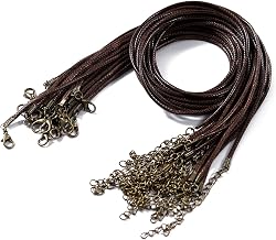 10 Pieces 2.0mm 19.9 inch Waxed Necklace Cord with Bronze Chain Lobster Clasp for Bracelet Necklace and Jewelry Making (Coffee-2.0mm)