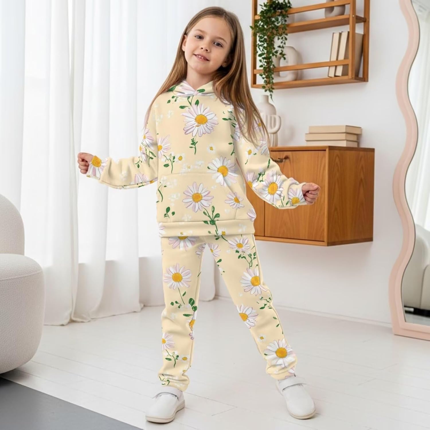 Girls Sweatshirts Size 7-14 Years Old 2 Piece Sweatshirt Set for Kids Long Sleeve Pullover Top and Sweatpants