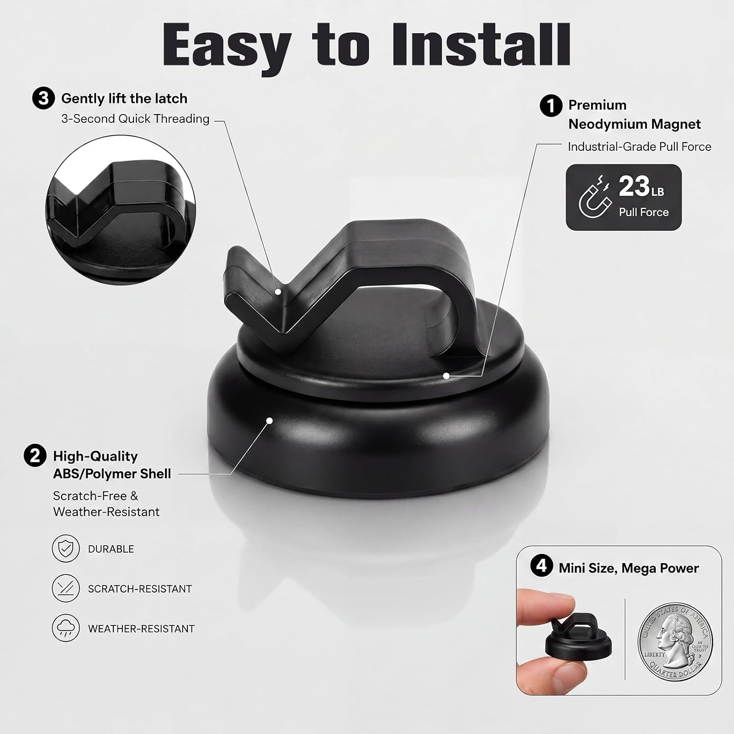 Shimeyao 10pcs Magnetic Fasteners, 3/4" Magnetic Cable Holder, 23lbs Pull Force Zip Tie Mount Base, Durable Cable Organizer for Home Office Marine Electrical Wiring