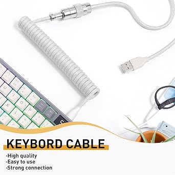 Coiled Keyboard Cable 1.8M, Coiled USB C Cable for Keyboard Type-C to USB A