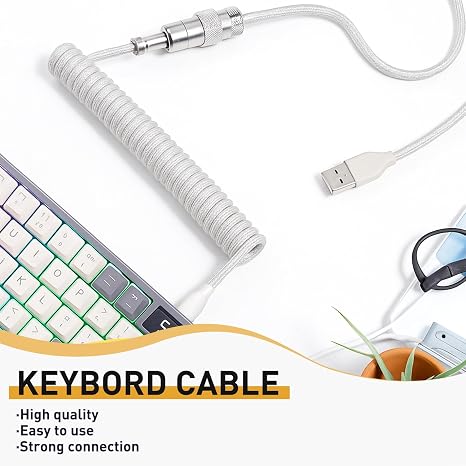 Coiled Keyboard Cable 1.8M, Coiled USB C Cable for Keyboard Type-C to USB A