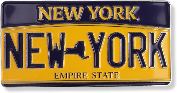 New York License Plate Magnet, Empire State Travel Souvenir, 3 x 1.5 Inches